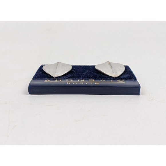 Vintage Givenchy Bijoux Silvertone Leaf Clip On Earrings - Picture 5 of 13